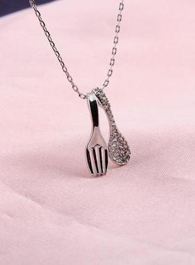 能吃是福项链勺子叉子吊坠个性时尚锁骨链韩版小清新流行项饰