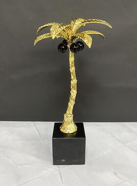 简约现代轻奢金属椰子树摆件样板间售楼处客厅玄关酒柜家居装饰品