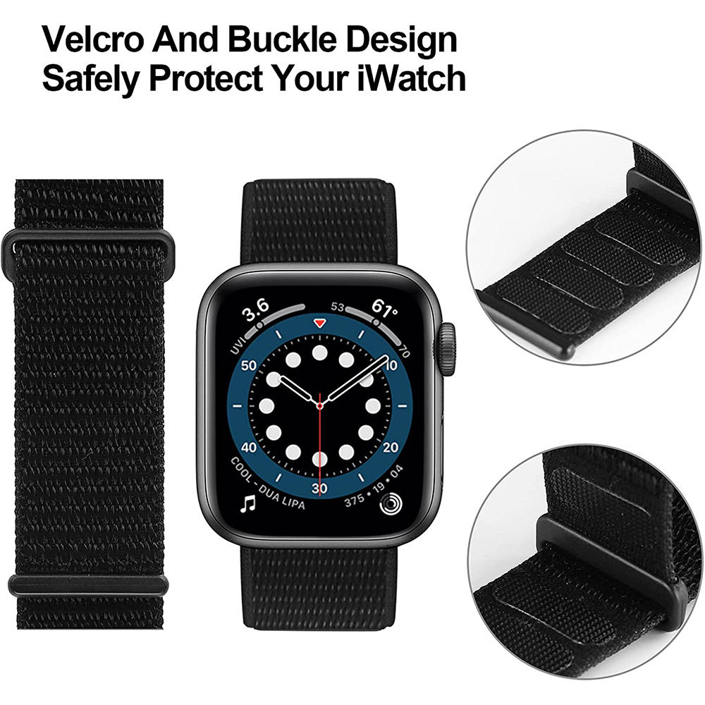 适用苹果apple watch尼龙回环两节表带iwatch87654魔术贴手表腕带