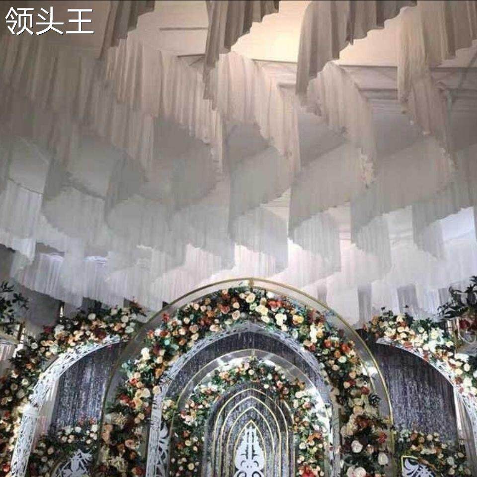 婚庆结婚用品婚礼堂吊顶纱幔宴会厅S云顶纱舞台吊顶纱蓬房布艺_虎窝淘