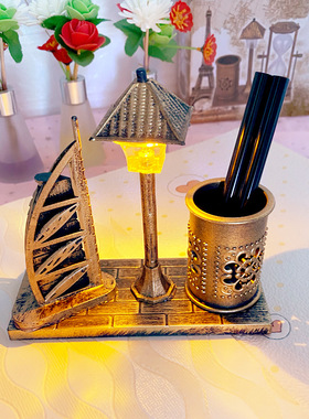 1051创意仿古双色小夜灯笔筒 学生礼品变色小夜灯摆件定制