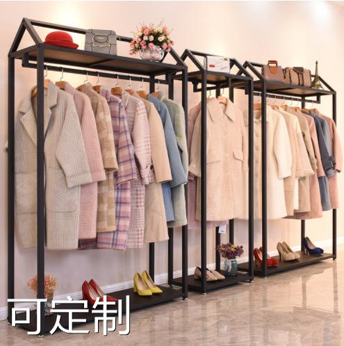 服装店展示架简约男女童装店货架铁艺陈列架双层高柜落地挂衣服架 - 图2