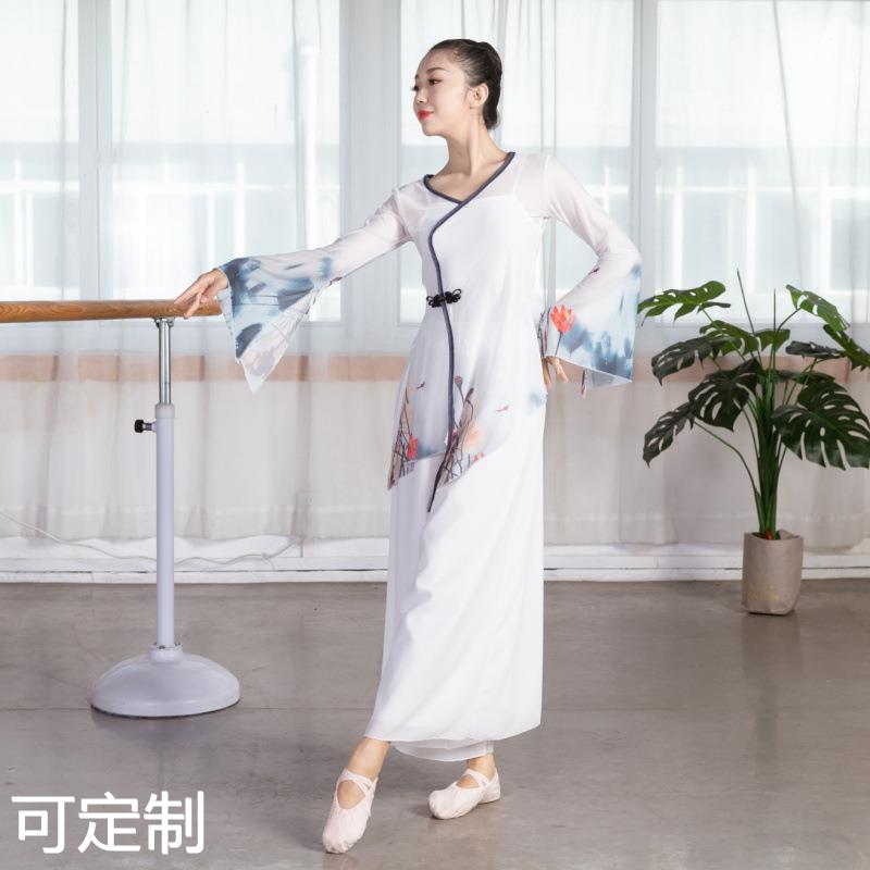 古典练功服女飘逸舞蹈服艺考表演出服民族中国舞身韵舞蹈纱衣套装 - 图1