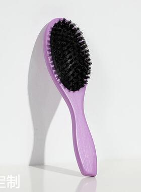 贸易造型梳子专业头部紫色喷漆碎发按摩梳木头梳子美发梳两件套