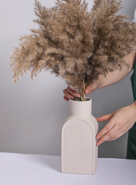 北欧风陶瓷素烧花瓶创意白色带复古斑点花插酒店家居摆件定制