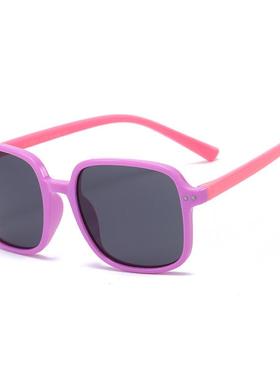 2021硅胶儿童太阳镜 新款卡通框架黑色大脸时尚小孩防紫墨镜