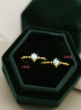 s925银女戒指 ins 时尚轻奢小众设计感指环 女款月光石戒指