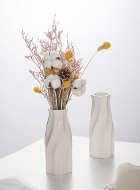 现代简约风白色陶瓷花瓶水培花器家居装饰摆件干花插定制