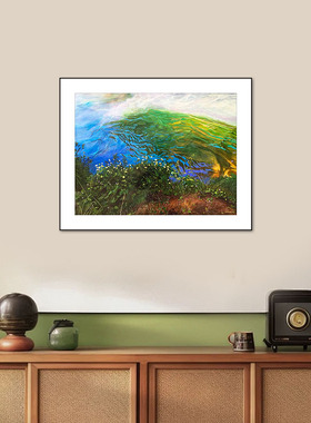 张玲签名限量版画瑶池山水客厅挂画装饰画玄关入户门国风壁画