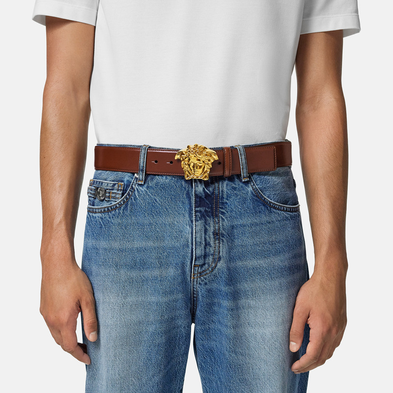 【季末优惠】VERSACE/范思哲男士美杜莎LOGO皮革腰带皮带 - 图0