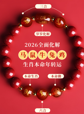 普陀山朱砂三合六合手链玛瑙手串