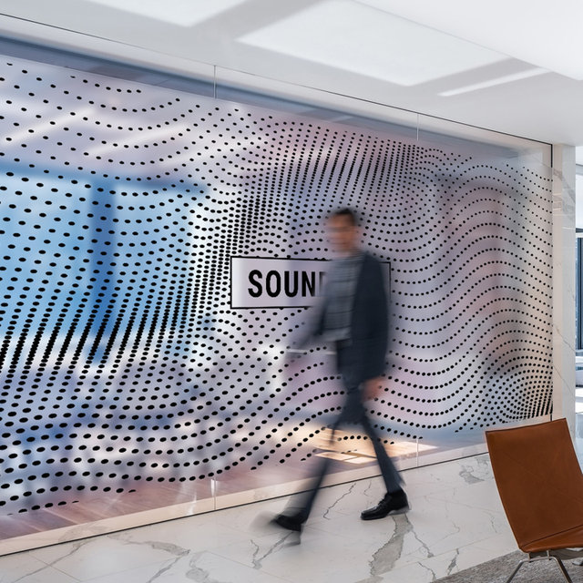 Partition wall white black gradient pattern glass sticker