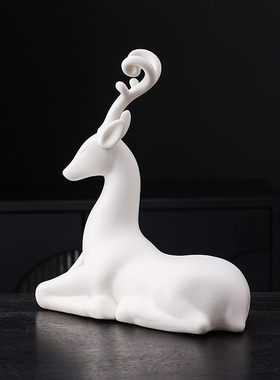 陶瓷创意小鹿摆件招财鹿家居装饰品景观造景盆栽梅花鹿工艺品摆设