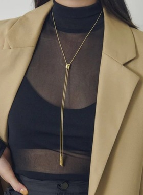 欧美时尚百搭蛇骨链可调节长短流苏链条小众冷淡风潮简约气质项链