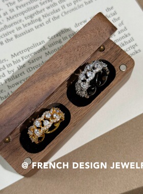 超闪法式轻奢高级感 S925纯银 蕾丝满钻戒指精致百搭气质华丽晚会