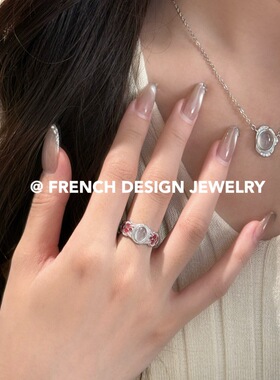 法国优雅轻奢精致手饰品S925纯银桃之夭夭戒指春夏新款气质宫廷风