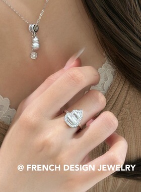 法式轻奢布契风拉丝饰品 S925纯银 镶钻葫芦戒指高级感小众精致款