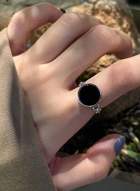 日韩新品个性黑圆戒指戒指/指环