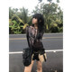 Dark punk hottie mesh ເສື້ອຍືດແຂນຍາວ niche ສໍາລັບແມ່ຍິງ