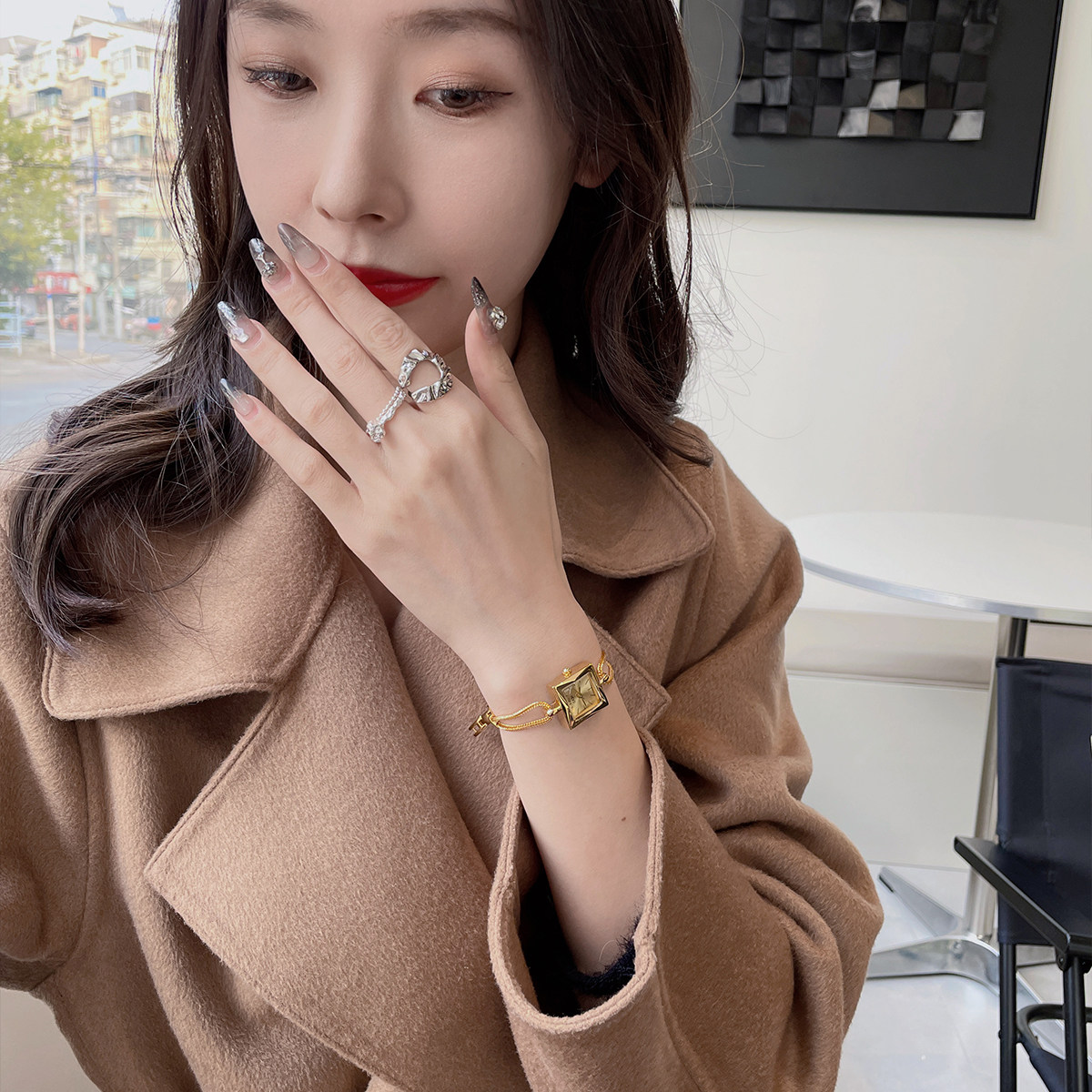 手链式小巧精致轻奢小众女士小方表 迪洛希国产腕表