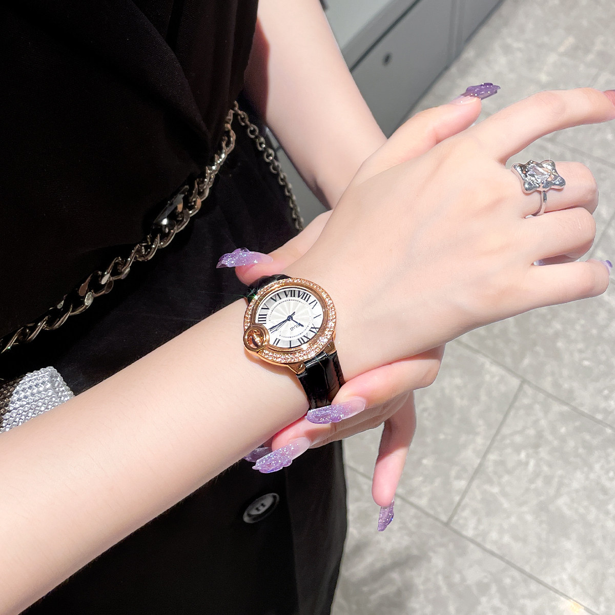 气球女轻奢小众蓝十大名牌正品女表 迪洛希国产腕表