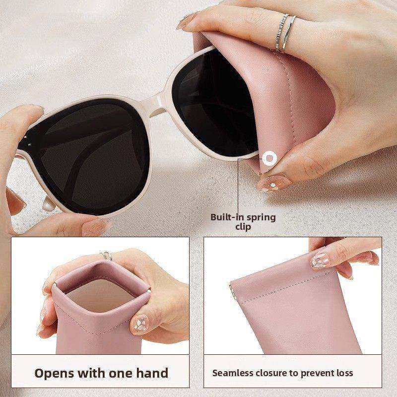 眼镜收纳袋袋女墨镜太阳镜收纳盒便携弹片放近视眼睛包自动闭合保,淘宝优惠券,粉丝福利购,淘宝优惠卷