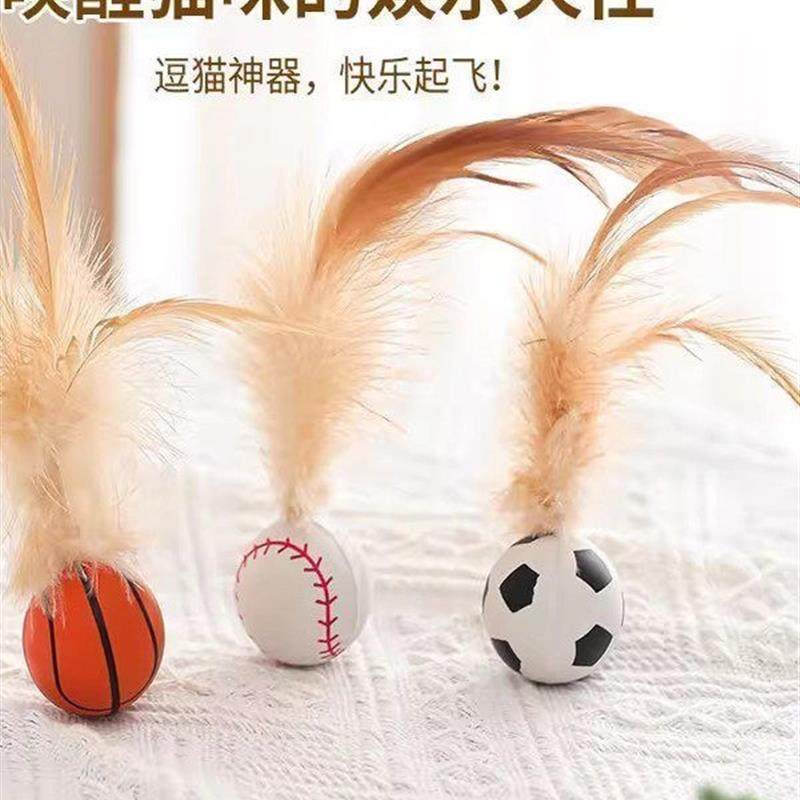 猫咪弹力球羽毛逗猫球猫玩具球自嗨解闷磨牙玩具球狗咬玩具球宠物,淘宝优惠券,粉丝福利购,淘宝优惠卷