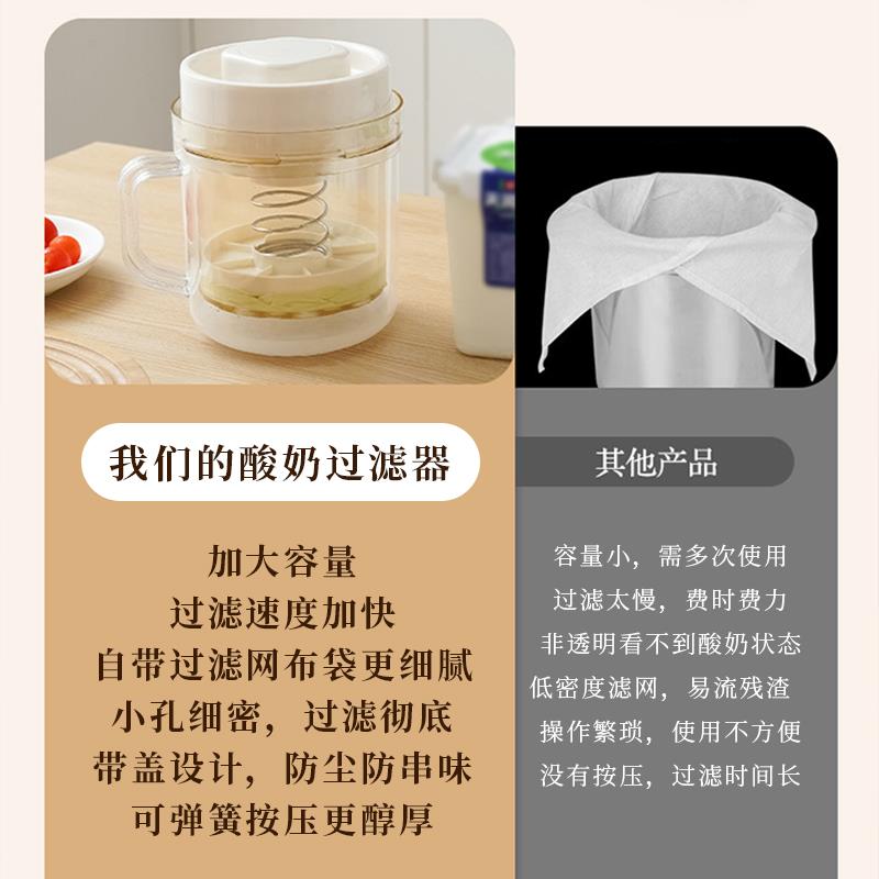 干噎酸奶过滤器自制希腊老酸奶分离神器纱布分离乳清酸奶机冷萃机 - 图2