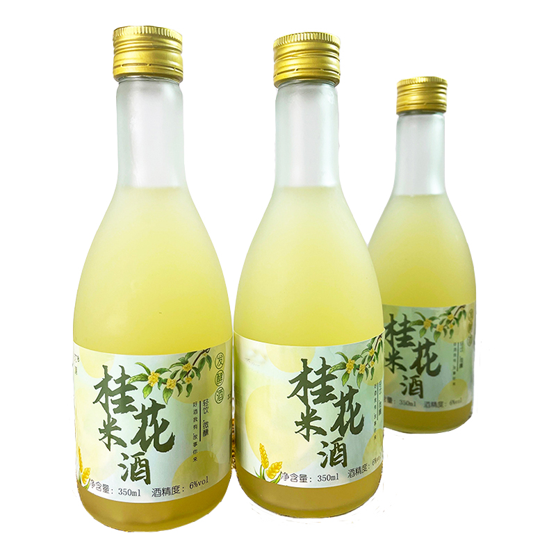 桂花米酒350ml×3瓶低度微醺桂花酿农家自酿糯米酒女士甜酒礼盒装 - 图3