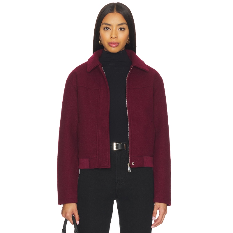 ALL THE WAYS RISSA 大衣 酒红色 老钱风REVOLVE小众新款 - 图0