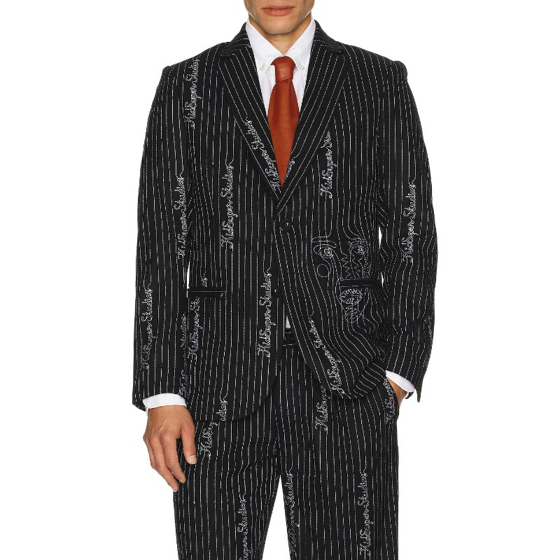 [冬季新品]KidSuper KS PINSTRIPE 西装上衣 黑色REVOLVE小众 - 图2