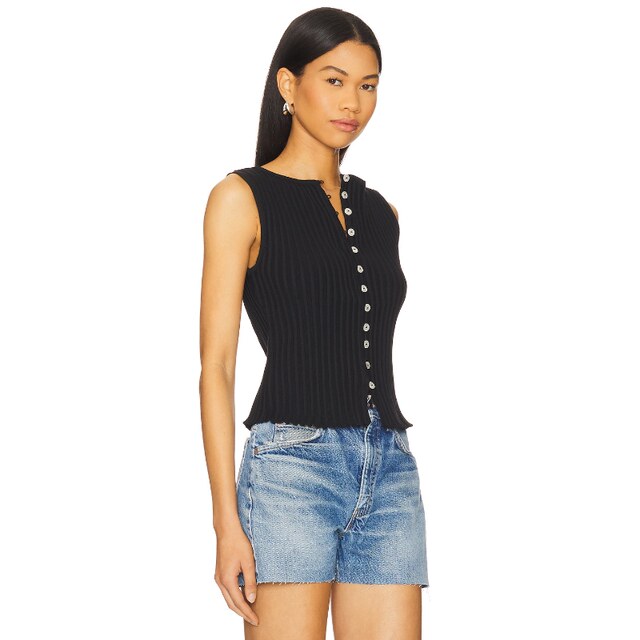 Winter inner layer Free People vest black ribbed knitted sleeveless top basic REVOLVE