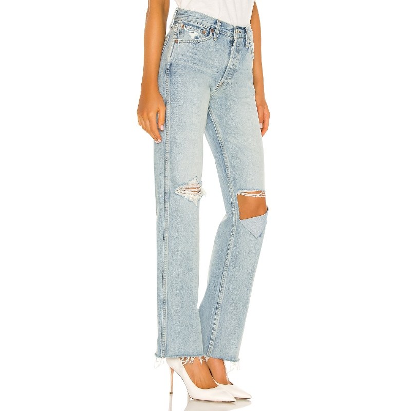 [冬季新品]婆婆同款 RE/DONE 牛仔裤破洞宽松遮肉高腰裤子REVOLVE,淘宝优惠券,粉丝福利购,淘宝优惠卷