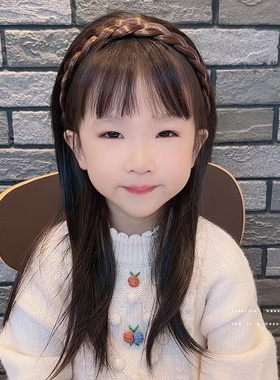 秋冬麻花辫假发发箍女童鱼骨编发头箍辫子发卡高颅顶压发防滑发饰