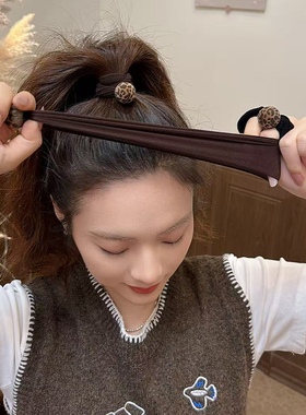 美拉德豹纹圆球发圈女扎丸子头发绳高弹耐用皮筋马尾头绳秋冬发饰