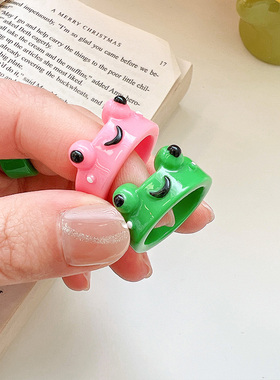 呆萌亚克力戒指520闺蜜情侣可爱