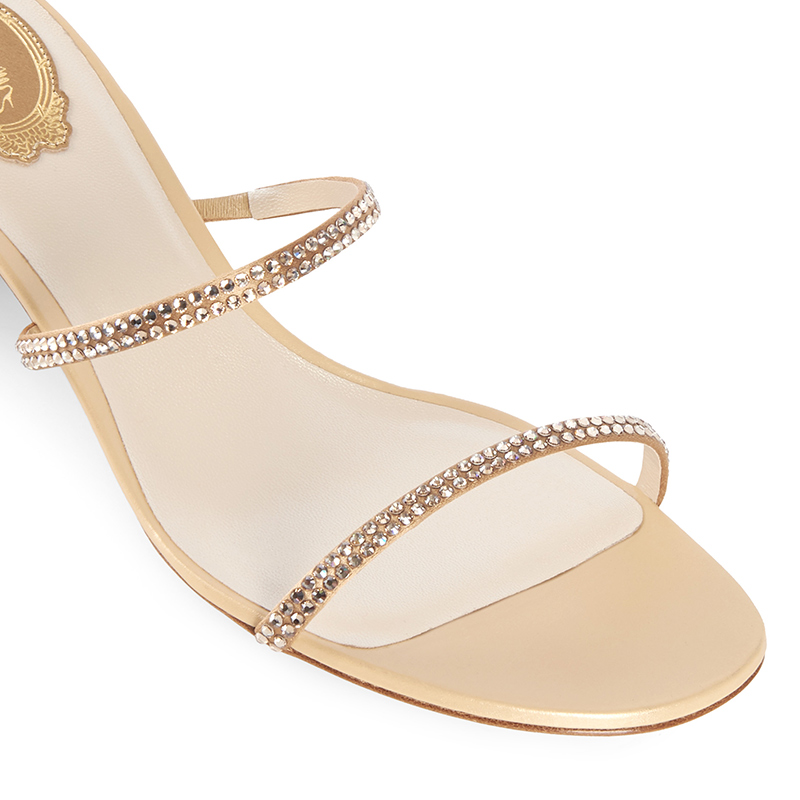 RENE CAOVILLA CLEO系列金色水钻系带低跟凉鞋 RC女鞋 - 图3