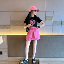 Summer dopamine less children Jazz dance Girls clothing Fried Street Tooling Short Skirts Suit Big Boy Trendy Wave Cool Wear