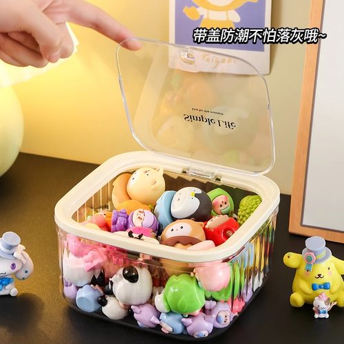 萌粒收纳罐迷你食手办玩盲盒展示盒透明贪吃崽松松蛋仔摆件置物架 - 图1