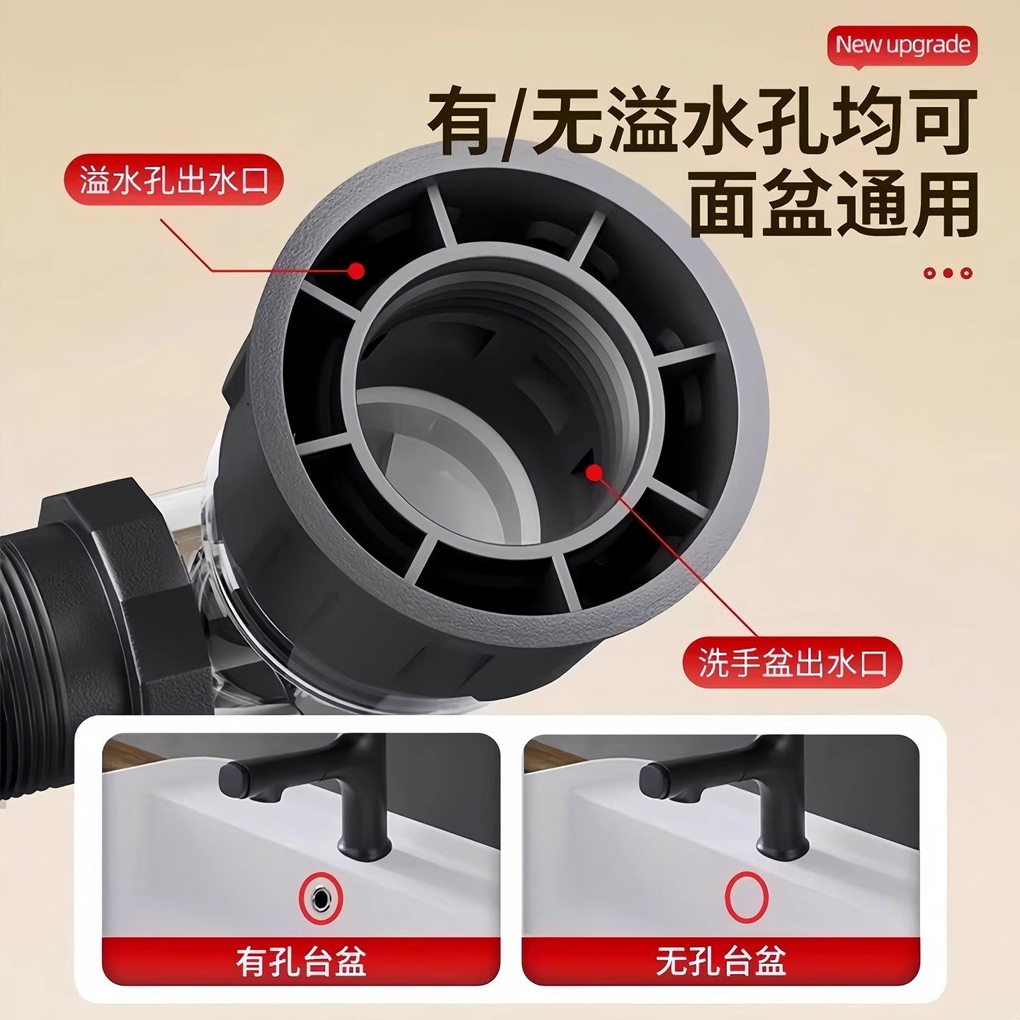 洗手盆面盆下水管防堵塞排水管防臭漏水塞洗脸池下水器配件省空间,淘宝优惠券,粉丝福利购,淘宝优惠卷