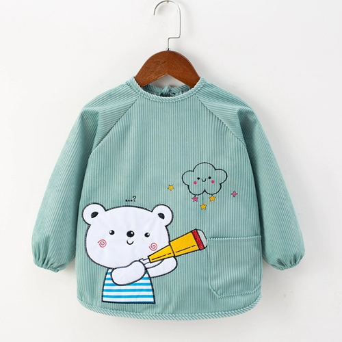 Детский водонепроницаемый фартук, бархатный нагрудник для еды, демисезонный лонгслив, анти-грязь, сзади на завязках