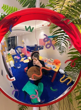 小红书同款凹凸镜广角镜diy彩绘摆件室内壁挂装饰拍照转角镜改造