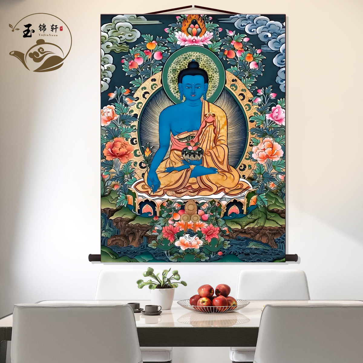 药师佛唐卡画像中堂画客厅挂画佛堂装饰画墙壁画国画卷轴挂图挂轴,淘宝优惠券,粉丝福利购,淘宝优惠卷