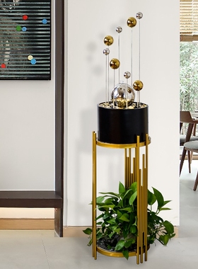 轻奢流水喷泉落地摆件点道不锈钢