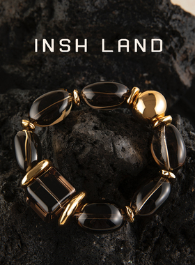 INSH LAND 幻影叠金 5018天然全净体茶水晶纯净秋冬女士手串喜土