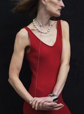 珍珠项链blott钻石烟花董洁叠带