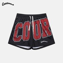 COURTMAN large letter printed shorts male summer wave loose breathable sports pants American printed basketball 40% pants