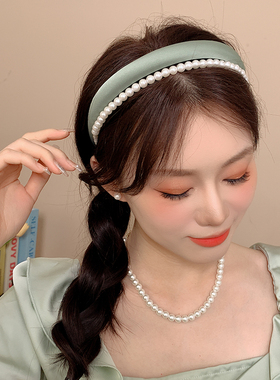 小清新绿色宽边发箍女高颅顶头箍