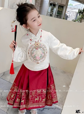 儿童红色马面裙配饰新年平安锁吊