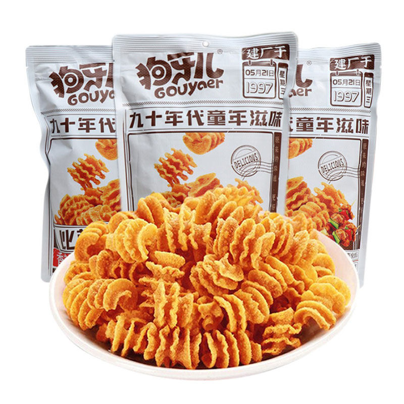 狗牙儿比萨卷大包烧烤味锅巴大袋8090怀旧膨化零食小吃休闲食品_虎窝淘